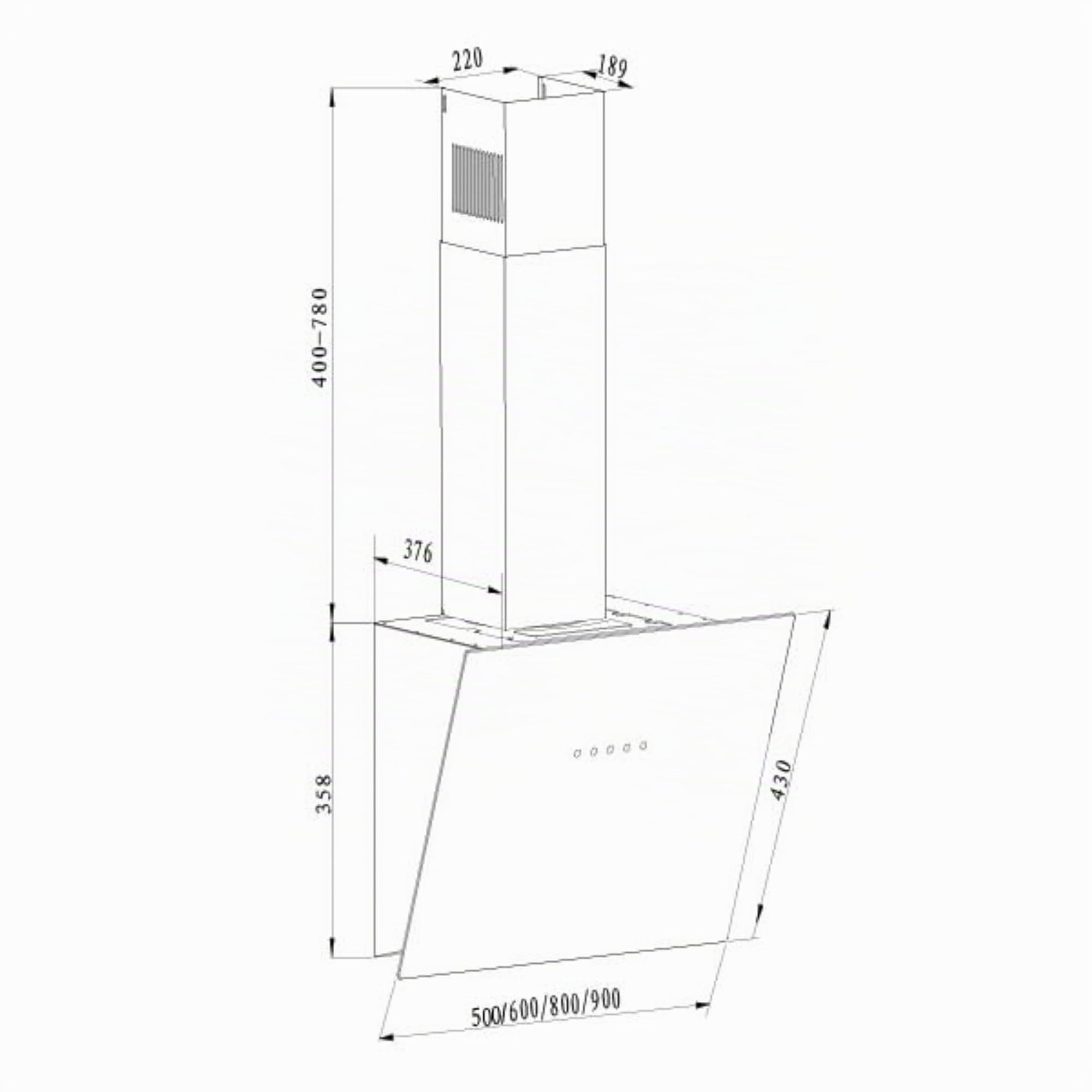 Amica Kaminhaube 50 cm 650 m³/h Abluft SensorTouch LED Beleuchtung Nachlaufautomatik 3 Leistungsstufen KHF 654 630 S – Dunstabzugshaube Schwarzglas