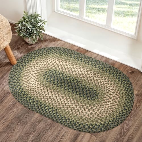 Tapete Tranquility TQ22 Green 2' x 3' Oval miniatura 1