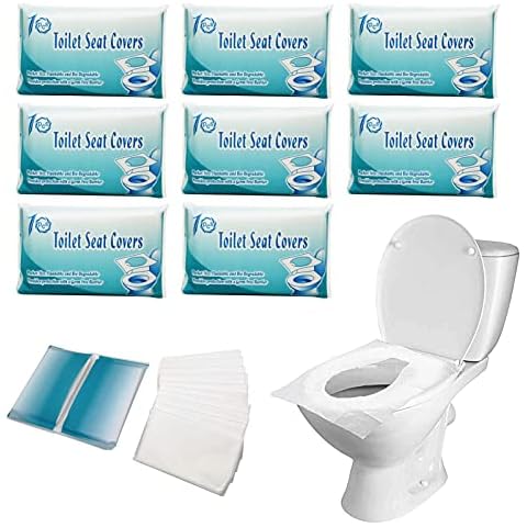 80PCS Disposable Toilet Seat Covers, Flushable Toilet Seat Covers Travel, Toilet Seat Toddler Disposable Toilet Mat for Kids Pregnant Hospital Public Toilet, Pocket Size, Use in Public Toilets Cover