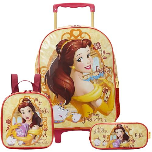 Kit Mochila Com Carrinho Lancheira E Estojo Bela