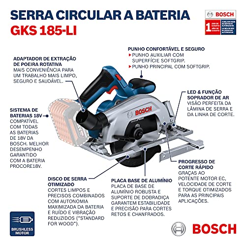 Bosch Serra Circular GKS 185-LI 18V com disco Sem bateria