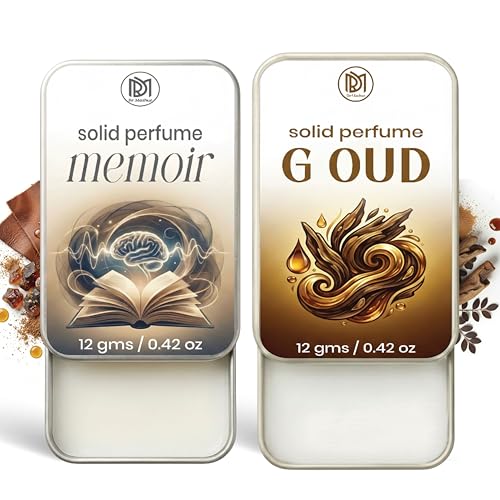 Image of Dr.Mashur Solid Perfume |G oud&Memoir Alcohol Free Wax Perfume Balm, Long Lasting | Pocket Tin 12g, Pack Of 2| Non Greasy Smooth Glide, Travel Friendly Men And Women