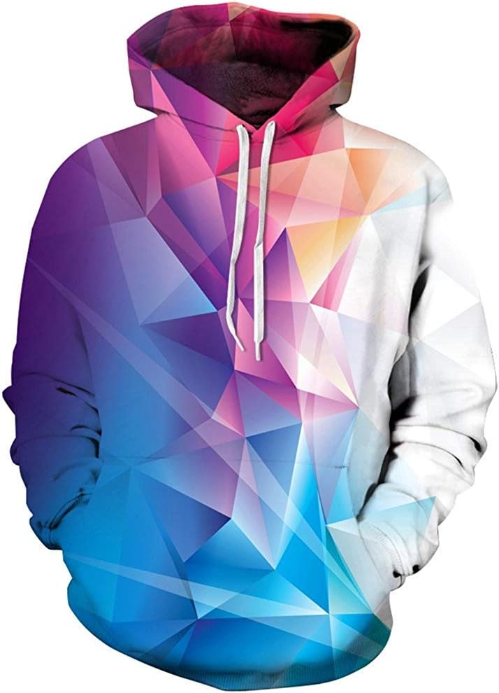 Men's Patterns Print Athletic Sweaters Fashion Hoodies Sweatshirts(L/XL,Crystal)