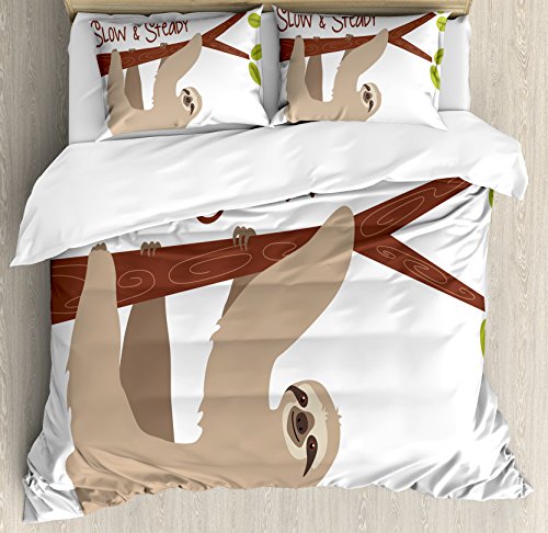 Review Ambesonne Sloth Duvet Cover Set, Cartoon Style Australian Wildlife Mammal on Tree Branch Slow Steady Phrase, Decorative 3 Piece Bedding Set with 2 Pillow Shams, Queen Size, Chestnut Brown Up To 40% OFF Ambesonne Sloth Duvet Cover Set, Cartoon Style Australian Wildlife Mammal on Tree Branch Slow Steady Phrase, Decorative 3 Piece Bedding Set with 2 Pillow Shams, Queen Size, Chestnut Brown