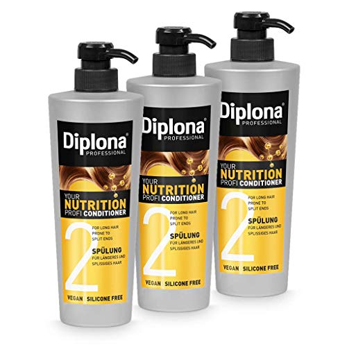 DIPLONA acondicionador de cabello para puntas secas y abiertas - desenredante nutritivo de pelo - vegano sin silicona ni parabenos 3x 600 ml Cover