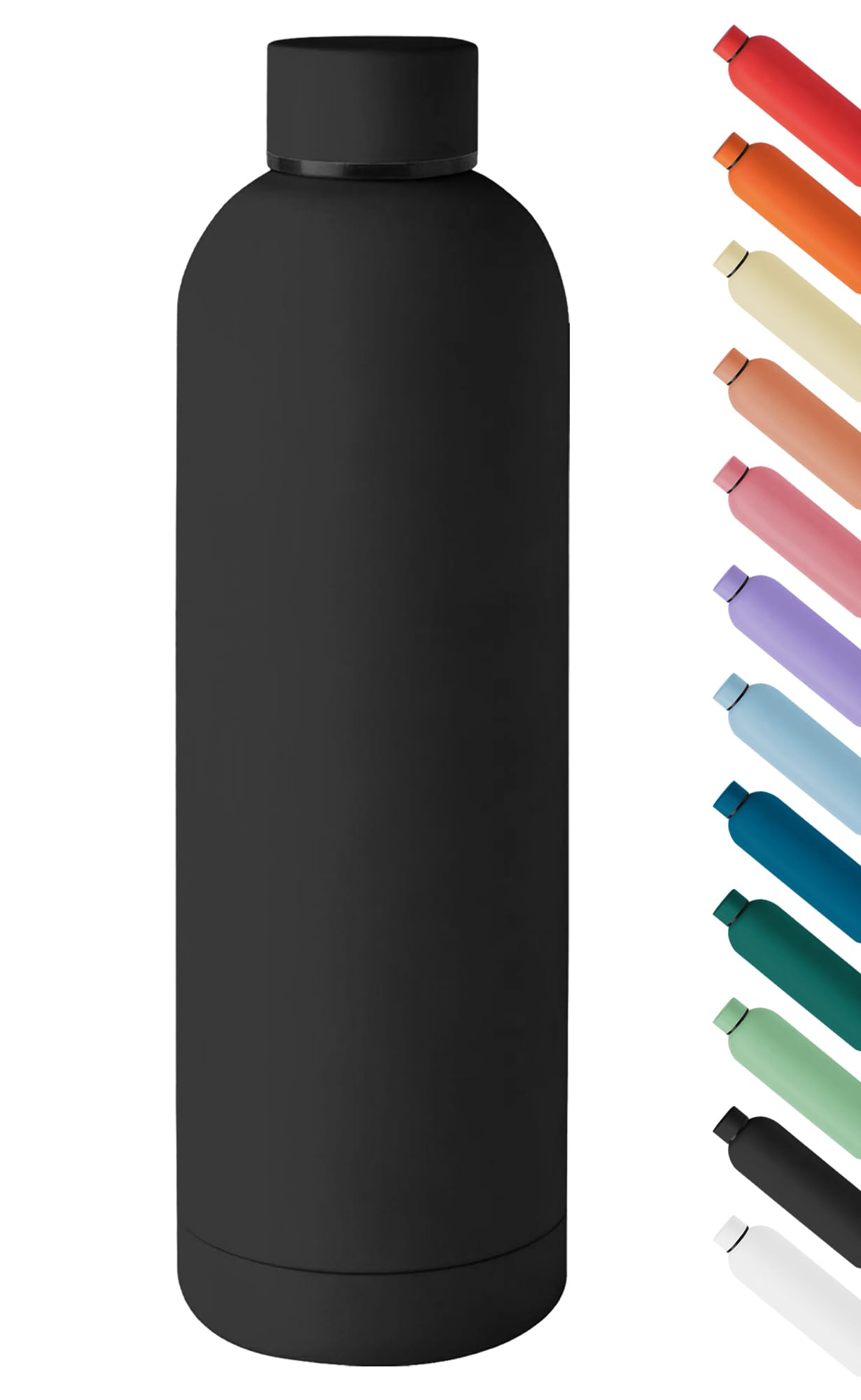 Borraccia Termica Grande 1 Litro Bottiglia Acciaio Inox Inossidabile Doppio Strato 1000 Ml Tappo Antigoccia Doppia Camera Bevande Calde Fredde Termos Sistema Sottovuoto Rivestimento Soft Touch - Nero