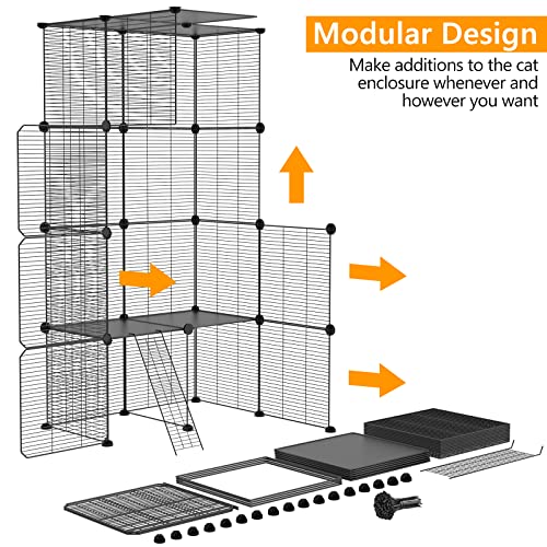 Xiaz Cat Cages Indoor Large With Dense Metal Wire，Diy Cat Kennel Indoor Detachable Metal Wire Crate Playpen Enclosures Large Exercise Place For 1-3 Cats, Rabbit,Ferret,Small Animals #TOP4