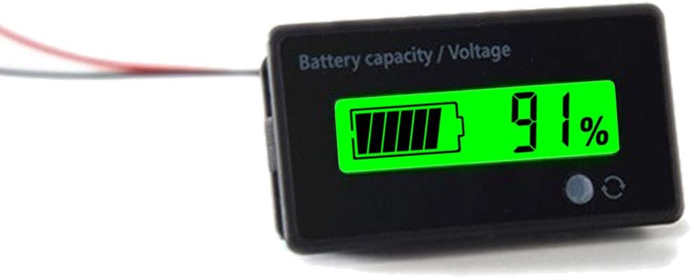 DC 12V 24V 36V 48V 72V Battery Meter, Battery Capacity Voltage Monitor Gauge Indicator, Lead-Acid&Lithium ion Battery Tester, for Golf Cart RV Marine Boat Club Car Motorcycle - with Alarm, Green