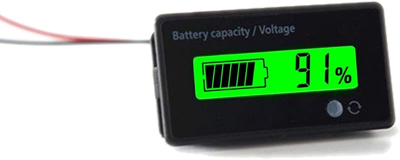 DC 12V 24V 36V 48V 72V Battery Meter, Capacity Voltage Monitor | Battery Gauge Indicator Lead-Acid Lithium ion Tester with Alarm for Golf Cart RV Marine Boat Club Car Motorcycle - Green