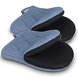 Short Oven Mitts, Heat Resistant 500°F, Silicone Grip Kitchen Gloves, Non-Slip for Baking, Grilling, BBQ, Machine Washable with Hanging Loop, 2-Pack Set, Sky Blue