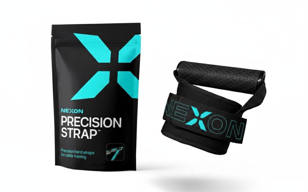 NEXON Precision Strap – Sangle de poignet avec poignée pour traction de câble | Levage latéral, biceps, triceps | réglable, rembourré, anneau en D