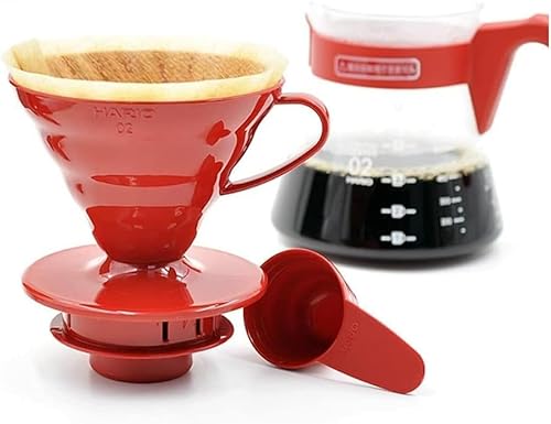 Hario Conjunto inicial de café V60, tamanho 02, vermelho