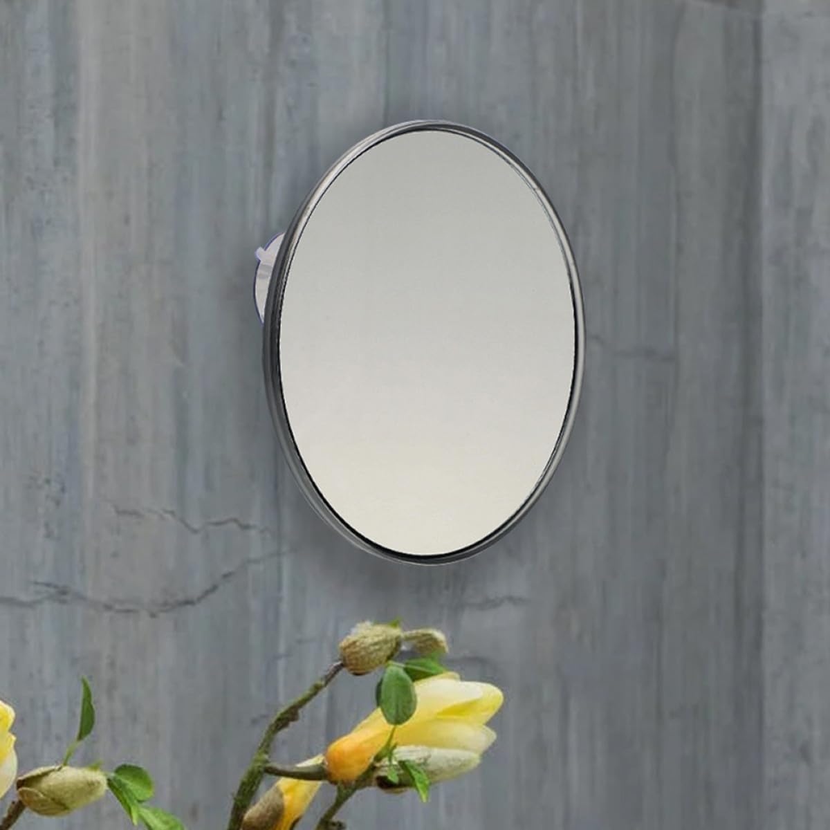 ibasenice Espejo de Aumento con Ventosa 30x Espejo de Maquillaje Compacto Plateado Φ150mm para Baño sin Taladro Adecuado para Cuidados Faciales y Belleza