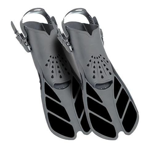Schnorchelflossen, Flossen Erwachsene Schwimmflossen, Flexibel Einstellbare Schwimmflossen, PP+TPR Material Unisex Taucherflossen für Erwachsene mit Netztasche (Grau-S/M)