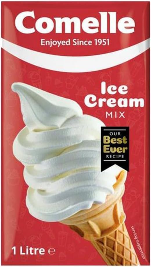 Comelle Vanilla Ice Cream Mix 6 x 1 Litre Pack | Ready-to-Use Creamy Soft Serve Mix | Premium Vanilla Dessert Base for Ice Cream Machines