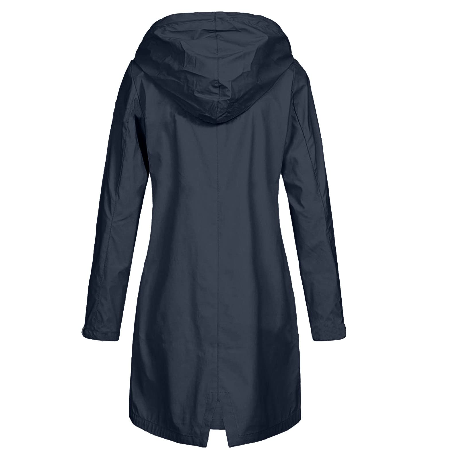 Generisch Regenjacke Damen Lang Wasserdicht Regenmantel Mit Kapuze Mantel