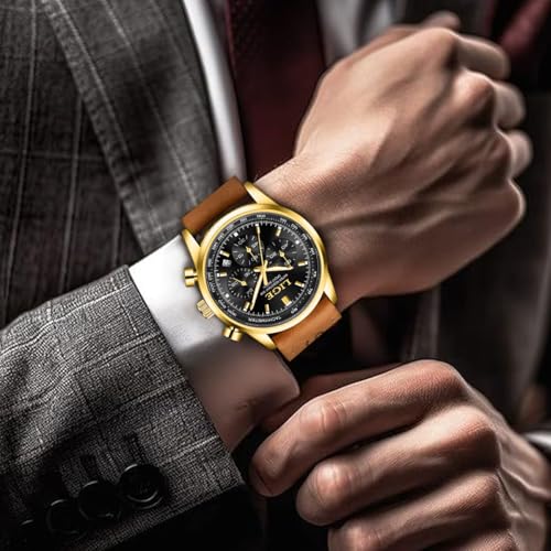 Image of LIGE Mens Roulette Wheel Watches Casino Themed Quartz Analog Watch 3ATM Waterproof Glowing Man Wrist Watches