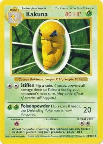 Amazon Com Pokemon Kakuna Basic 33 102 Shadowless Error Card Toys Games