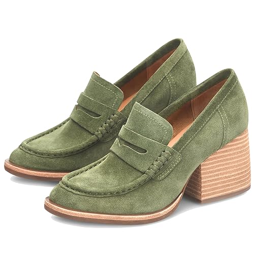 Image of MOOMMO Women Chunky Platform Loafers Pumps Round Closed Toe Slip On Penny Loafers Suede Block High Heels Oxford Shoes Formal Classic Thick Heel Dress Loafer Office Ladies Vintage Comfort 4-11 M US