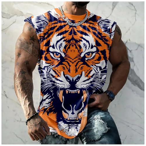 MARSVOVO Men's T-Shirt Sleeveless Tank Top Summer Fashion Cool Graphic Tee Loose Oversized Crew Neck Shirt Quick Dry3