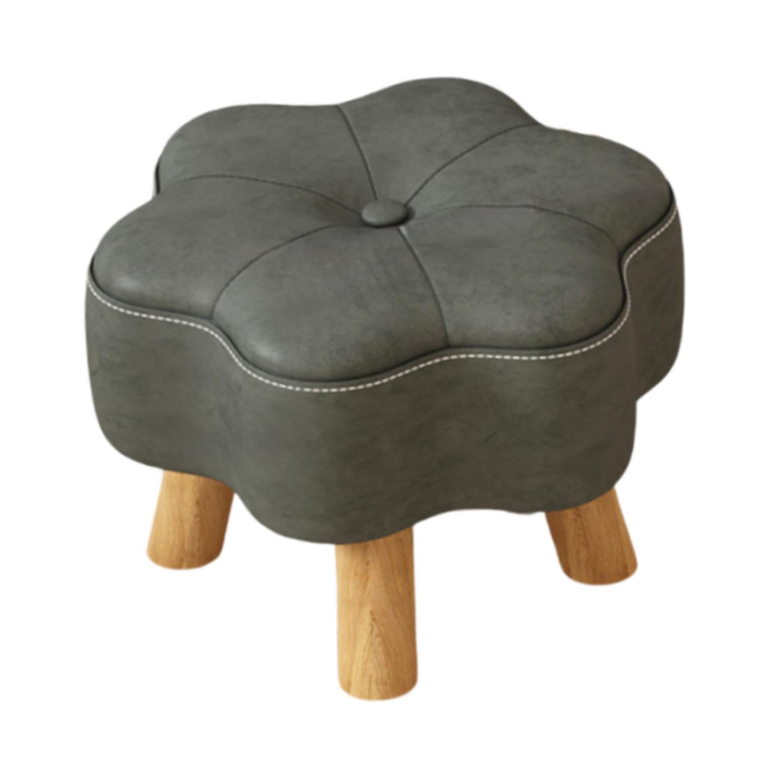 Repose-Pieds Compact avec Pieds en Bois | Tabouret Bas Tissu Gris Salon