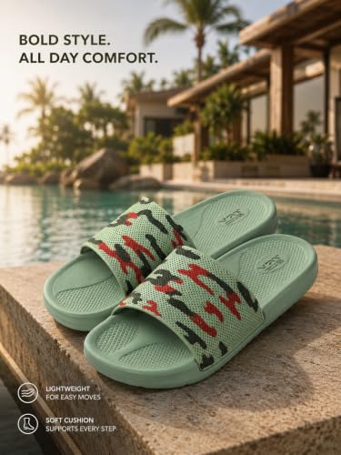 Image of TRV Classic Ultra Soft Sliders /Slippers with Cushion FootBed for Boys & Girls | Comfortable & Light Weight | Stylish & Anti-Skid | Waterproof & Everyday Flip Flops for Boys& Girls jungle