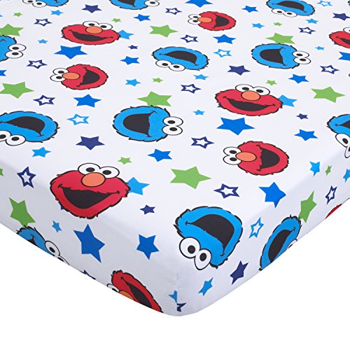 Sesame Street Awesome Buds Elmo/Cookie Monster 4 Piece Toddler Bed Set, Blue/Red/Green, 4 Piece Set #TOP3