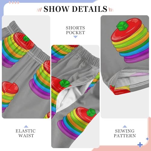 VIGTRO Pajama Pants Long Sleep Bottoms Colorful Stacked Pancakes, Soft Elastic Waist Lounge Pants with 2 Pockets Size 11-12 Years2