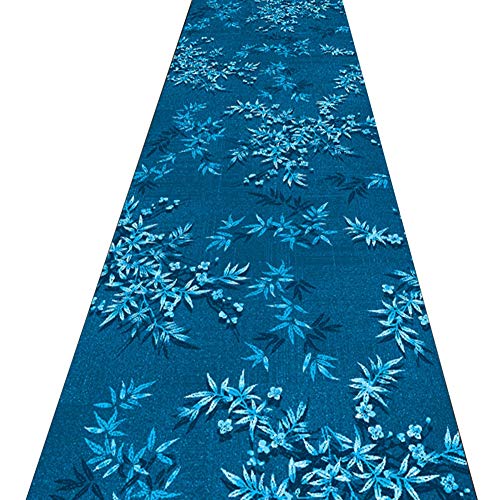 Alfombras de pasillo para entrada con elegante estampado de hojas azules 2