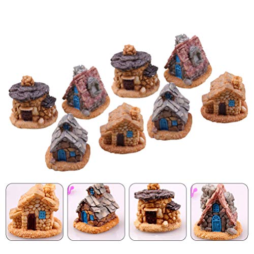 Cabilock 8 peças miniatura de paisagem de jardinagem micro casas de pedra, casa de miniaturas de pal