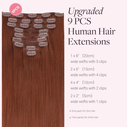 Image of GOO GOO Clip in Hair Extensions Real Human Hair Copper Remy Extensions