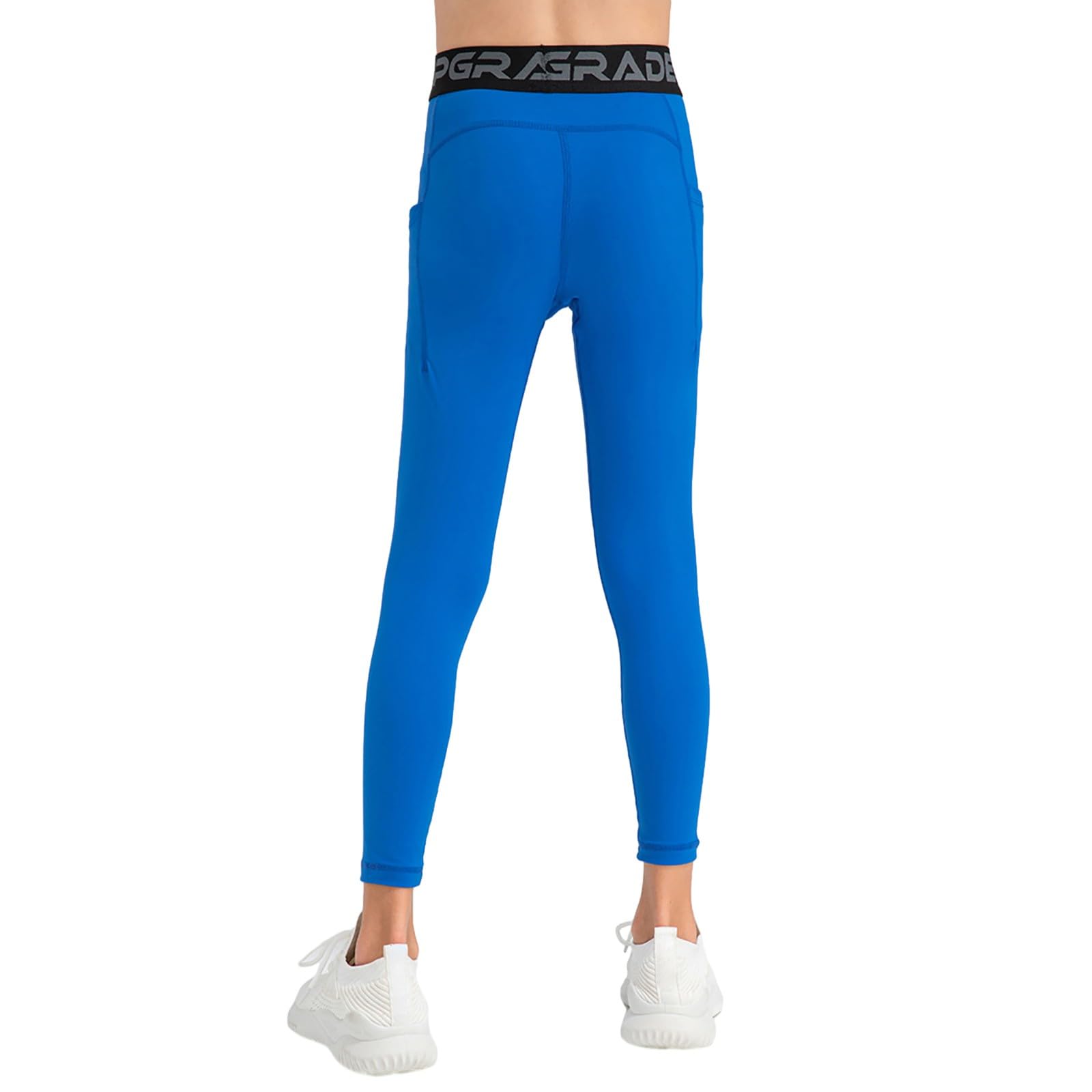 Naiyafly Leggings a compressione per ragazzi con tasche per bambini strato di base sport ad asciugatura rapida collant caldi leggings sportivi atletici leggings da corsa collant pantaloni