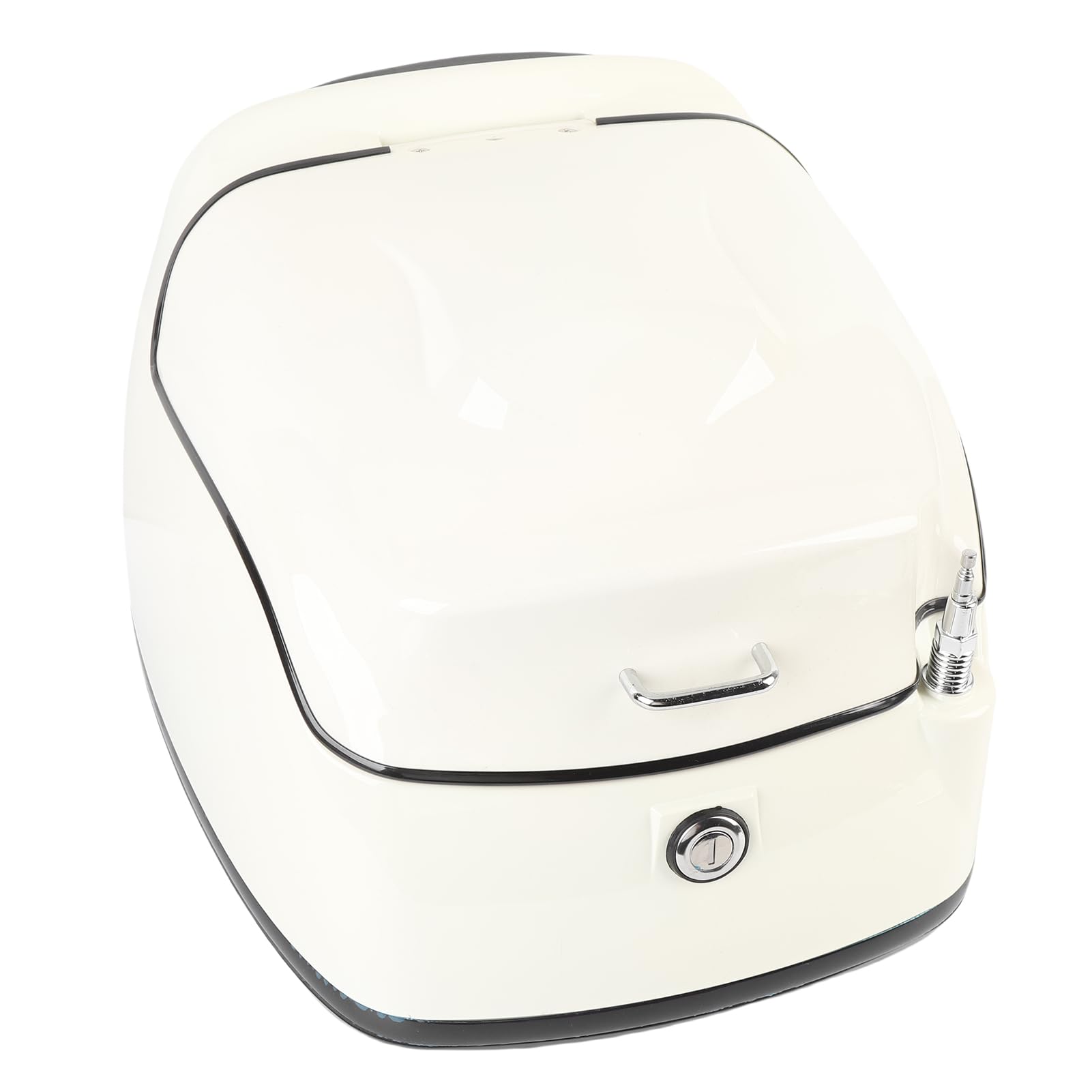 Cocoarm 38L Motorrad-Topbox, Wasserdicht, ABS-Aufbewahrungskoffer mit Schlüsselschloss, Weiß, Universal für Motorräder und Motorroller