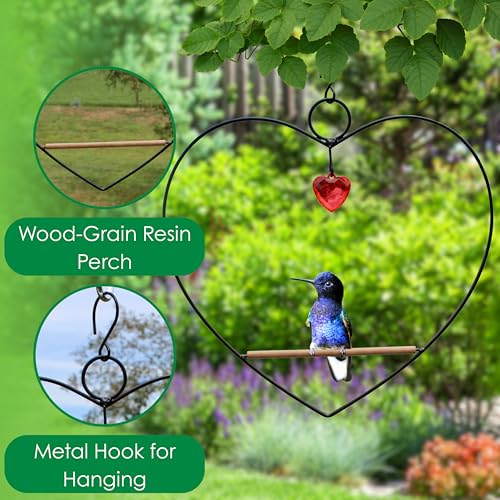 Songbird Essentials Hummingbird Swing - Tweet Heart Birdie Swing - Black Metal Hummingbird Perch by Songbird Essentials - Image 2
