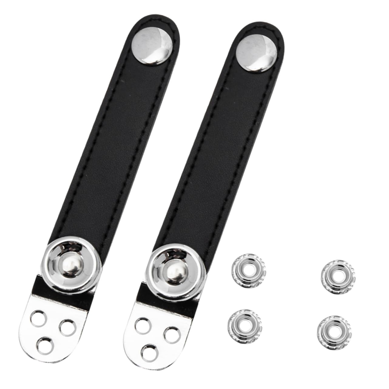 OFFSCH Accordion Straps Replacement Set 2pcs Full Black Metal Connector Leather Bellows Belt