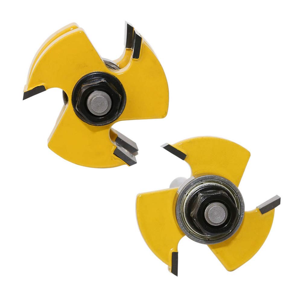 2 pezzi Set di frese per scanalature e lingue, set di punte per fresa a T, codolo da 8 mm, set di frese per fresatrice per macchina CNC di incisione e rifinitura per lavorazione del legno DIY