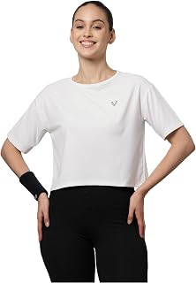 UZARUS Women's Cropped Regular Fit Gym T-Shirt | Soft Breathable & Quick-Dry Fabric Activewear Top for Workout, Yoga, Runn... Price In India