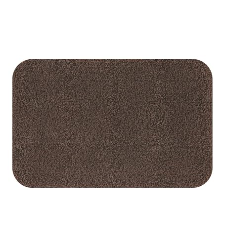 Image of Obsessions Ultra-Absorbent Quick-Dry Bath Mat | 1400 GSM Polyester | Soft, Non-Slip & Fast-Drying Bathroom Rug for Safety & Comfort | 40 x 60 cm | Chocolate