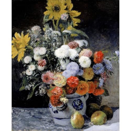 Impression giclée Renoir Fleurs mélangées, toile roulée de 61x81 cm pour salon
