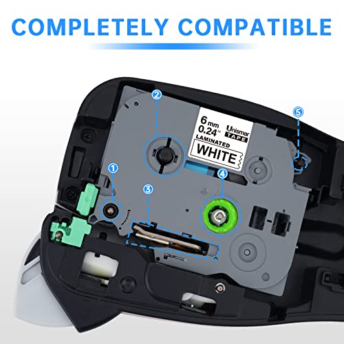 Unismar 6Mm Label Tape Compatible For Brother Tze-211 Tz211 Black On White 6Mm Laminated Tape For Pt-D200 Pt-D210 Pt-D600 Pt-D400 Pt-H100 Pt-H110 Pt-1290 Pt-1280 Label Maker, 1/4" X 26.2', 3-Pack #TOP4