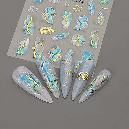 4 Sheets 5D Summer Nail Stickers For Nail Art Decals, Self-Adhesive Nail Art Supplies Ocean Starfish Jellyfish Sea Wave Nail Design Diy Acrylic Nail Decorations For Women #TOP4