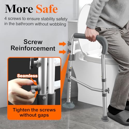 DePango Toilet Safety Rails for Elderly, Adjustable Handicap Toilet Seat with Handles, Sturdy Toilet Support Frame with Arms, Gifts for Seniors and Disabled - Image 3