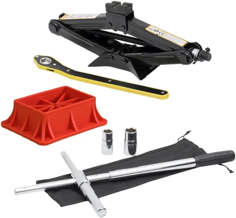 Modern Spare Tire Changing Kit for Jeep Renegade – Proprietary Scissor Jack Design with Jeep-Specific Jack Head & High-Leverage Cross-Wrench System for Easy Storage