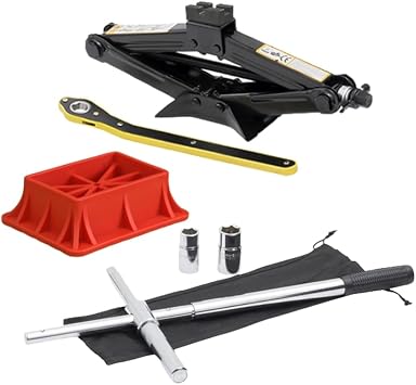 Tire Changing Kit for Jeep Compass Proprietary Scissor Jack Design with Jeep-Specific Jack Head & High-Leverage Cross-Wrench System for Easy Storage