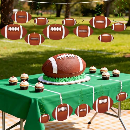 Image of 54Pcs Football Hanging Swirls Party Decorations Football Streamers Banner Garland for Game Day Tailgate Party Supplies Sports Theme Birthday Party Decorations