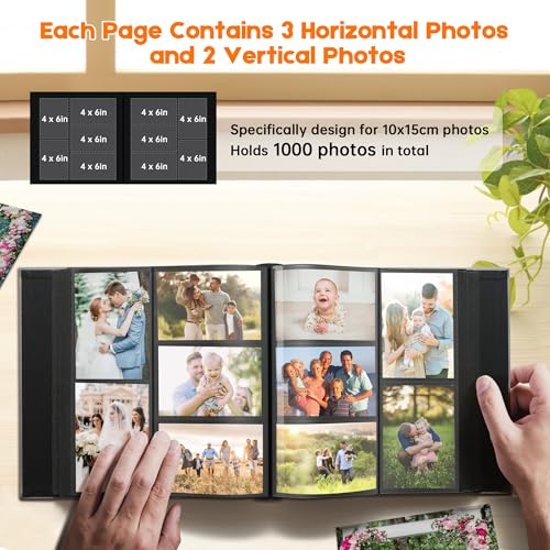 DazSpirit Photo Albums 6x4 Inch 1000 Pockets Slip In, Customizable Linen Cover Photo Album, Extra Large Capacity - Image 4