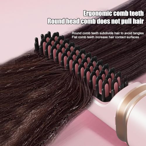 Cepillo alisador para mujer sin daño al cabello, alisador de cabello inalámbrico con calentamiento rápido, rizador recargable con temperatura ajustable. miniatura 4