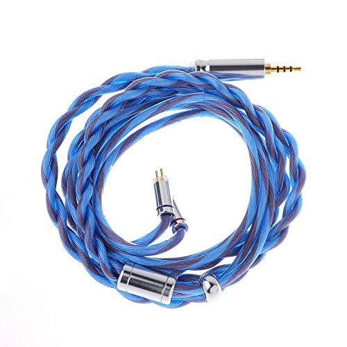 LINSOUL Euphrosyne Litz6タイプ5N-OCC銀メッキケーブル 3.5mm/2.5mm/4.4mmプラグとMMCX/0.78mm2pin差し込み設計を採用 5N-OCCと銀メッキOCCケーブルで編み込み TINHIFI/SHUREなどイヤホンに適応ハイエンドイヤホンアップグレードケーブル (ブルー-ブラック, 2.5mm-0.78mm2pin)