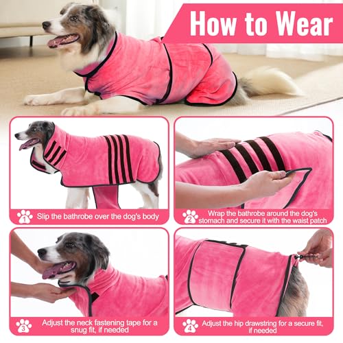 HezzLuv Hundebademantel Ultra Saugfähig Mikrofaser Hunde Trockenmantel für Schnelles Trocknen, Weiches Doppel-Layer Hundehandtuch für Welpen & Erwachsene Haustiere Katzen