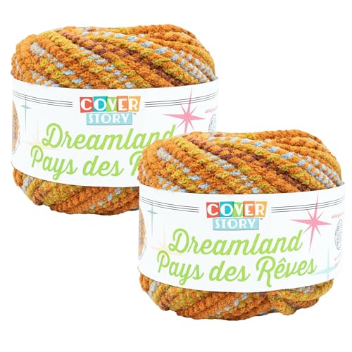 Lion Brand Yarn, Dreamland Blanket Yarn, Bonfire, Multicolor, 2 Pack